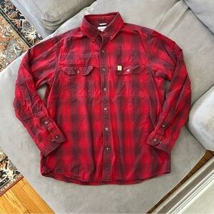 Carhartt Shirt Men's Large Relaxed Fit Fort Plaid Red Long Sleeve 104142 608